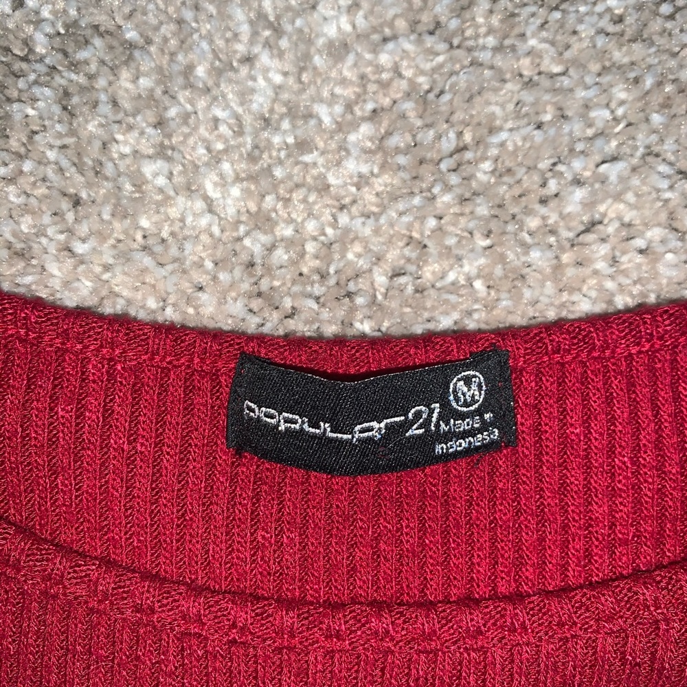 Maroon Ruffle Crop Top - Picture 3 of 3